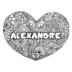 Coloriage ALEXANDRE - d&eacute;cor Mandala coeur