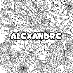 Coloriage ALEXANDRE - d&eacute;cor Mandala fruits