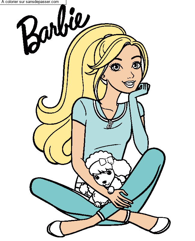 Coloriage Barbie et son chien