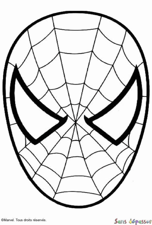 Coloriage Masque de Spiderman - Sans Dépasser