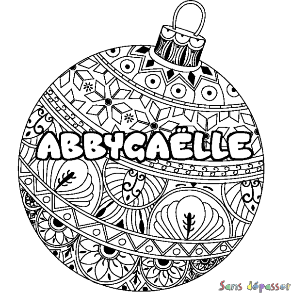 Coloriage prénom ABBYGA&Euml;LLE - d&eacute;cor Boule de No&euml;l