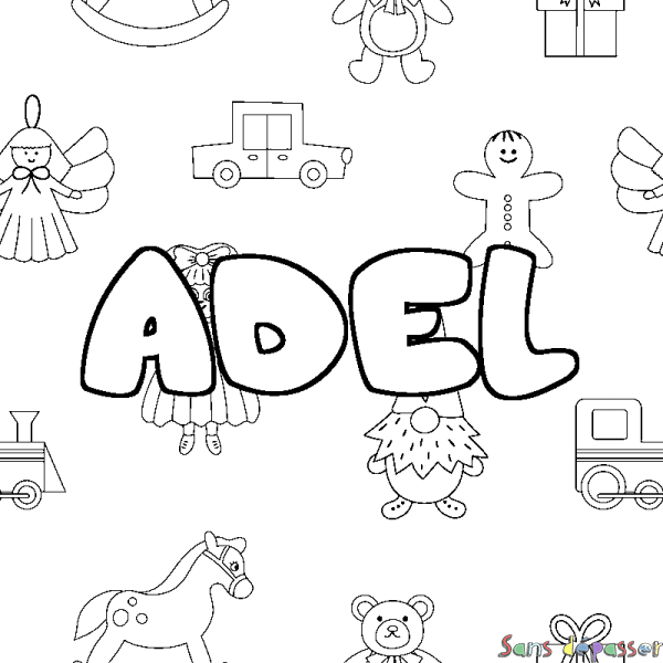 Coloriage prénom ADEL - d&eacute;cor Jouets