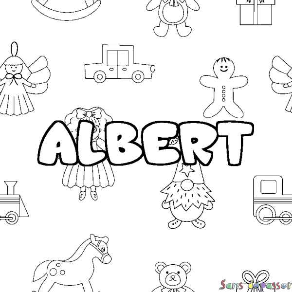 Coloriage prénom ALBERT - d&eacute;cor Jouets