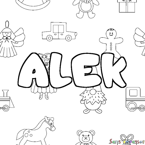 Coloriage prénom ALEK - d&eacute;cor Jouets