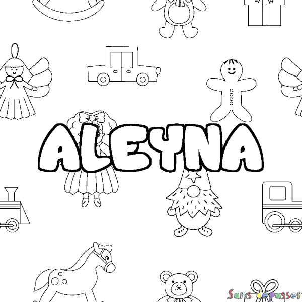 Coloriage prénom ALEYNA - d&eacute;cor Jouets