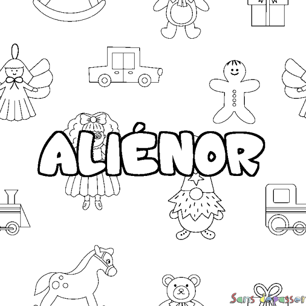 Coloriage prénom ALI&Eacute;NOR - d&eacute;cor Jouets