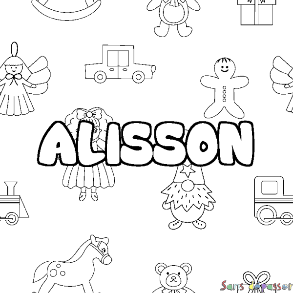 Coloriage prénom ALISSON - d&eacute;cor Jouets