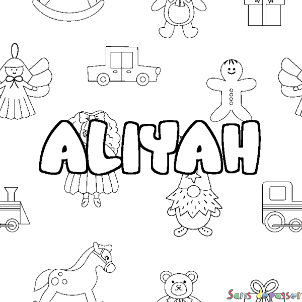 Coloriage prénom ALIYAH - d&eacute;cor Jouets