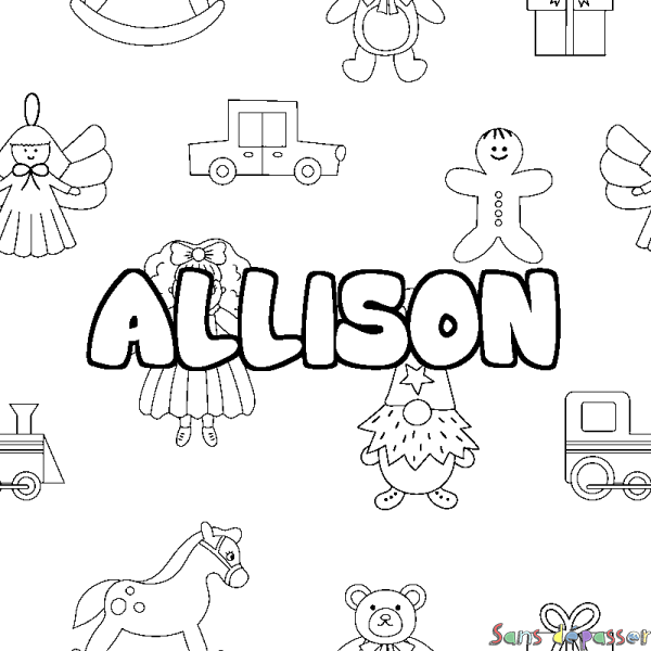 Coloriage prénom ALLISON - d&eacute;cor Jouets