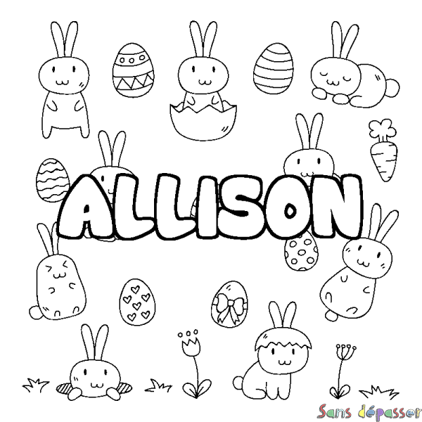 Coloriage prénom ALLISON - d&eacute;cor Paques