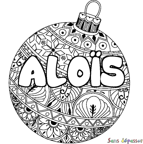 Coloriage prénom ALO&Iuml;S - d&eacute;cor Boule de No&euml;l