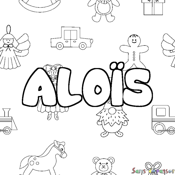 Coloriage prénom ALO&Iuml;S - d&eacute;cor Jouets