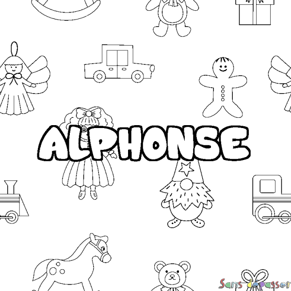 Coloriage prénom ALPHONSE - d&eacute;cor Jouets