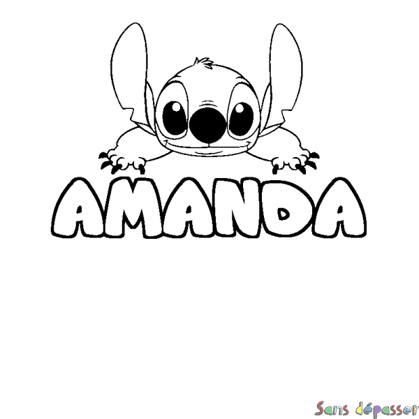 Coloriage prénom AMANDA - d&eacute;cor Stitch