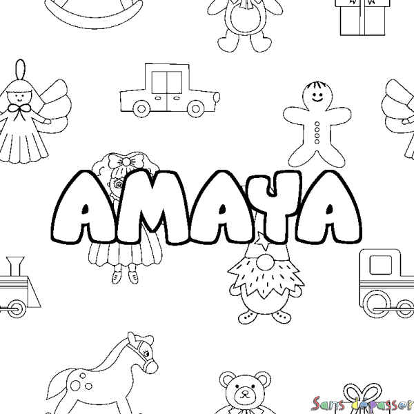 Coloriage prénom AMAYA - d&eacute;cor Jouets