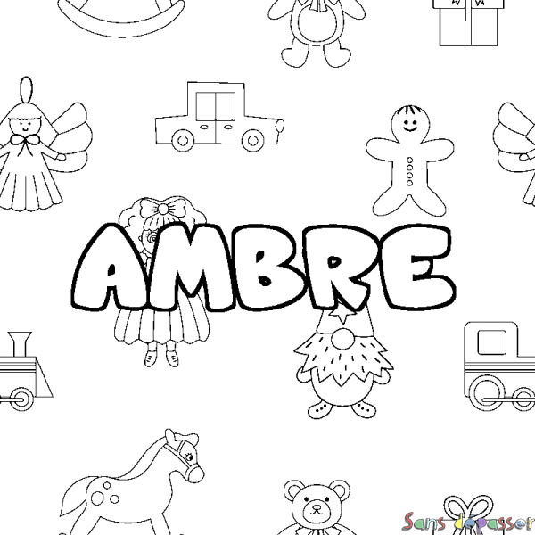 Coloriage prénom AMBRE - d&eacute;cor Jouets