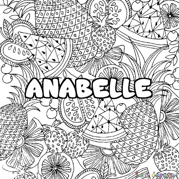 Coloriage prénom ANABELLE - d&eacute;cor Mandala fruits