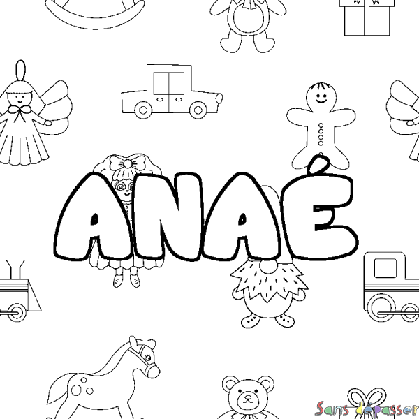 Coloriage prénom ANA&Eacute; - d&eacute;cor Jouets