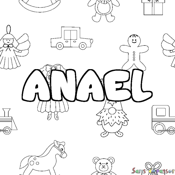 Coloriage prénom ANAEL - d&eacute;cor Jouets