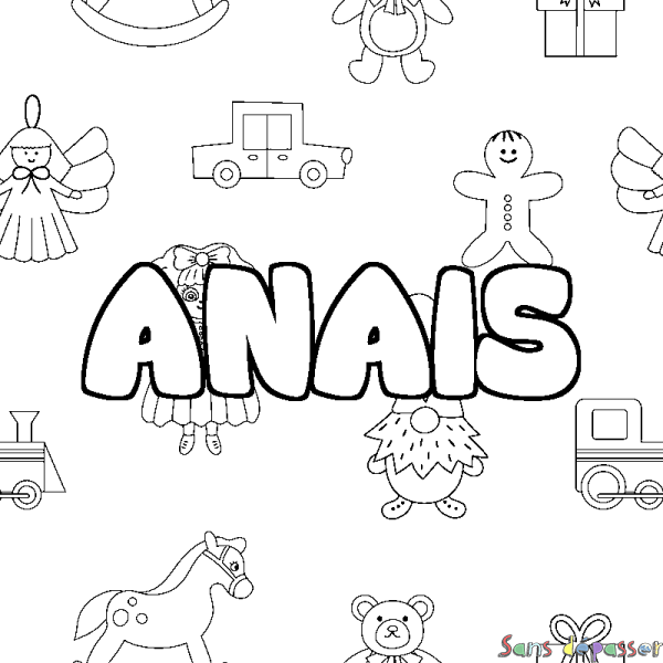 Coloriage prénom ANAIS - d&eacute;cor Jouets