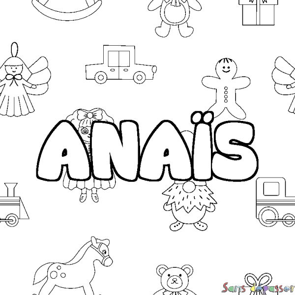 Coloriage prénom ANA&Iuml;S - d&eacute;cor Jouets