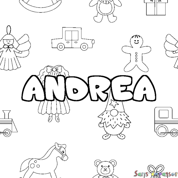 Coloriage prénom ANDREA - d&eacute;cor Jouets