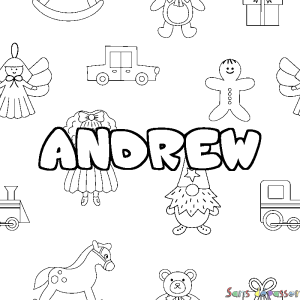 Coloriage prénom ANDREW - d&eacute;cor Jouets