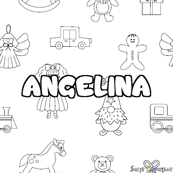 Coloriage prénom ANGELINA - d&eacute;cor Jouets