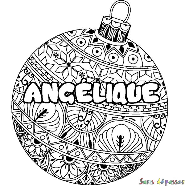 Coloriage prénom ANG&Eacute;LIQUE - d&eacute;cor Boule de No&euml;l