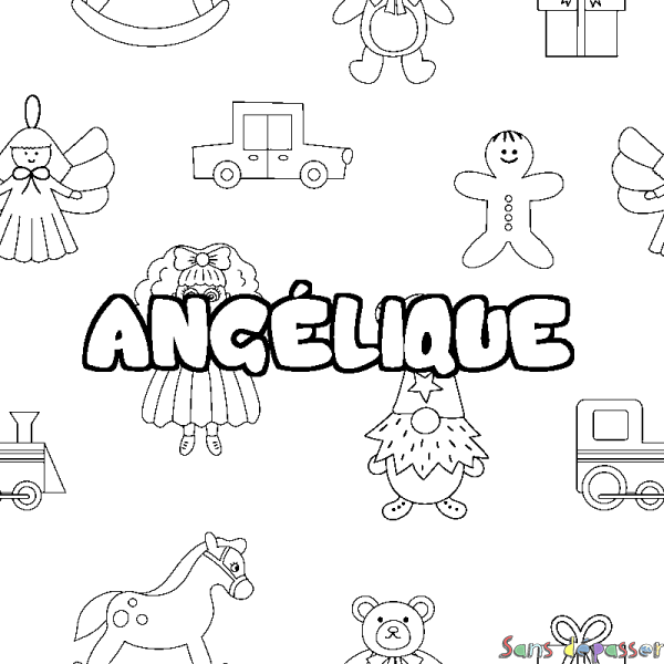 Coloriage prénom ANG&Eacute;LIQUE - d&eacute;cor Jouets