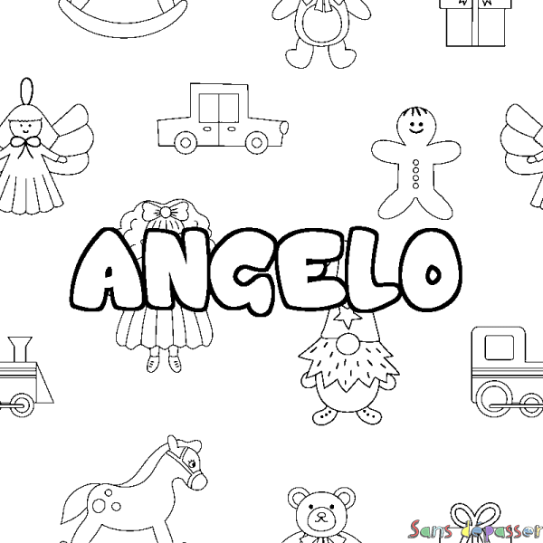 Coloriage prénom ANGELO - d&eacute;cor Jouets