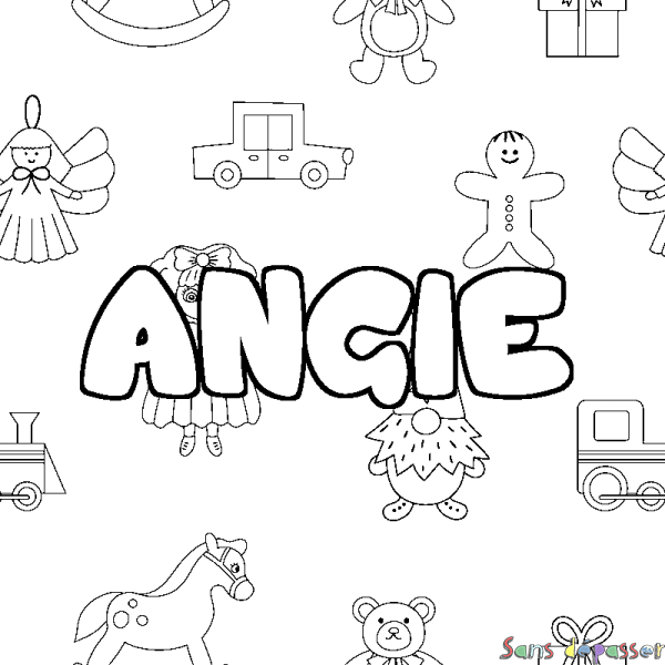 Coloriage prénom ANGIE - d&eacute;cor Jouets