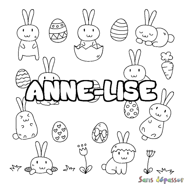 Coloriage prénom ANNE-LISE - d&eacute;cor Paques