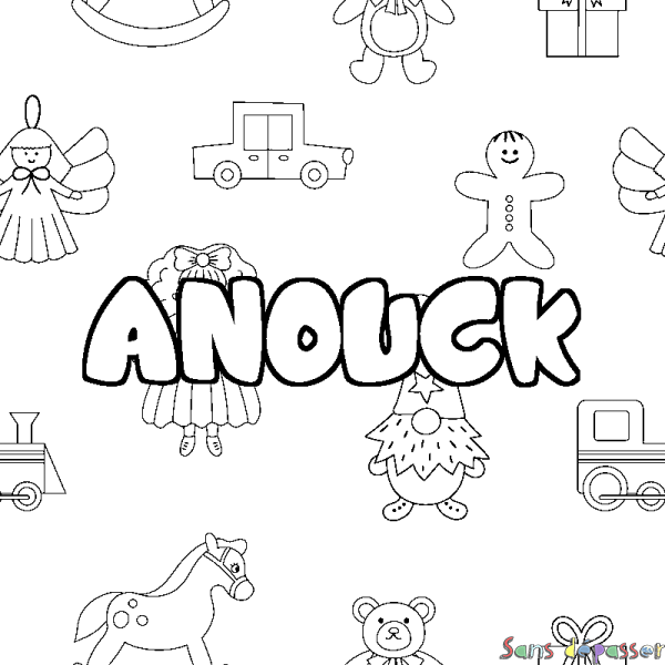 Coloriage prénom ANOUCK - d&eacute;cor Jouets