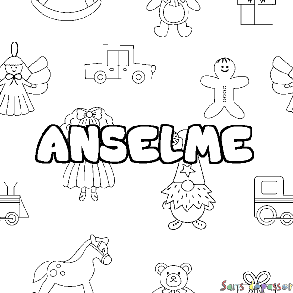 Coloriage prénom ANSELME - d&eacute;cor Jouets