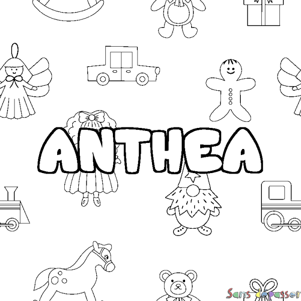 Coloriage prénom ANTHEA - d&eacute;cor Jouets