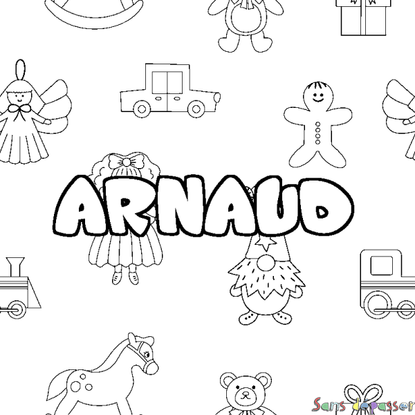 Coloriage prénom ARNAUD - d&eacute;cor Jouets