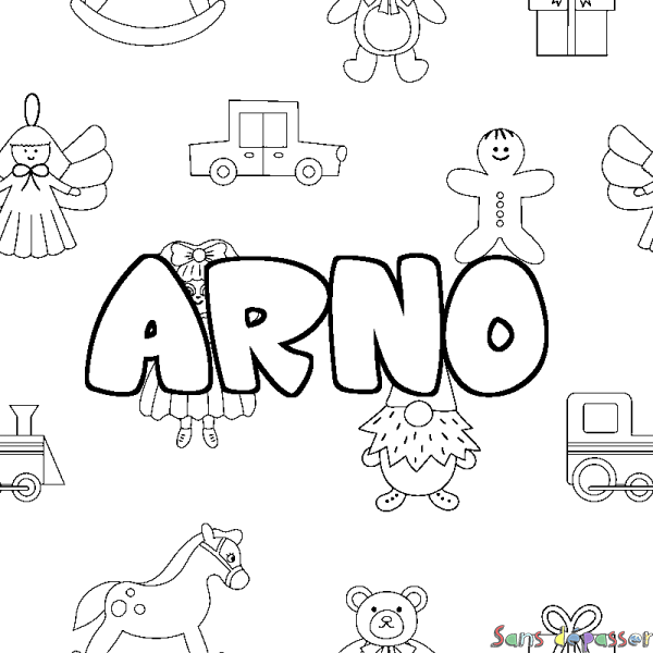 Coloriage prénom ARNO - d&eacute;cor Jouets