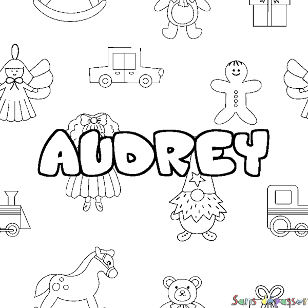 Coloriage prénom AUDREY - d&eacute;cor Jouets