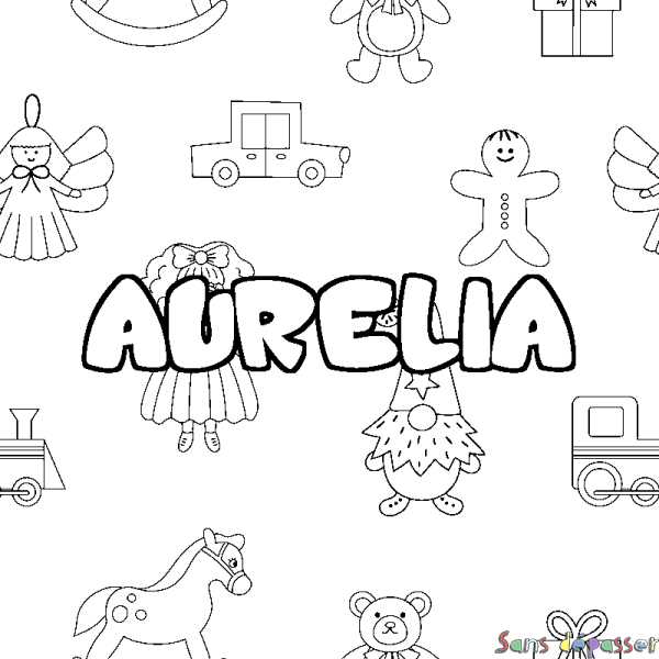 Coloriage prénom AURELIA - d&eacute;cor Jouets