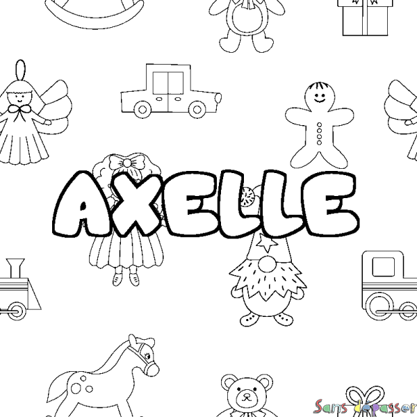 Coloriage prénom AXELLE - d&eacute;cor Jouets