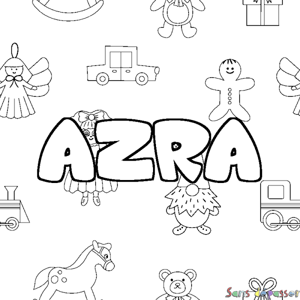 Coloriage prénom AZRA - d&eacute;cor Jouets