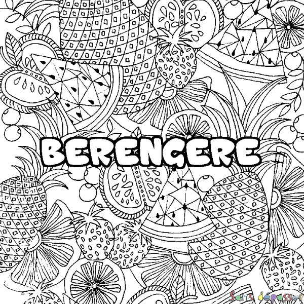 Coloriage prénom BERENGERE - d&eacute;cor Mandala fruits