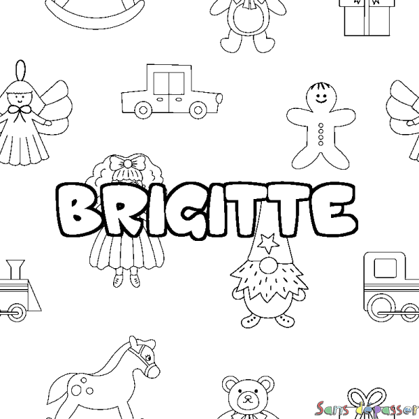 Coloriage prénom BRIGITTE - d&eacute;cor Jouets