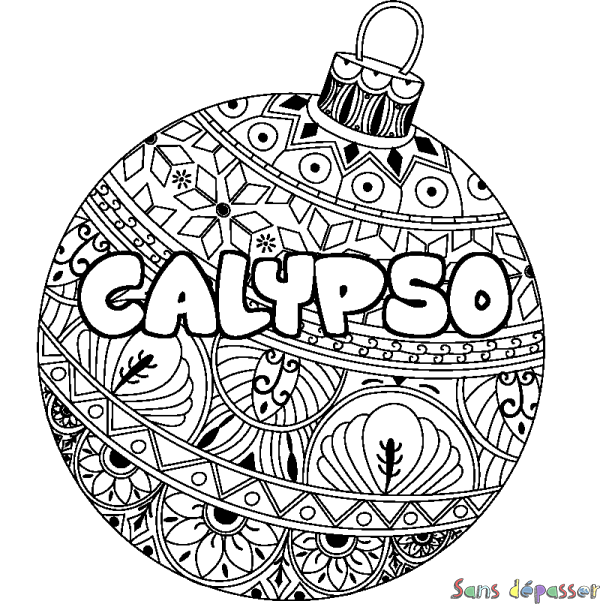 Coloriage prénom CALYPSO - d&eacute;cor Boule de No&euml;l