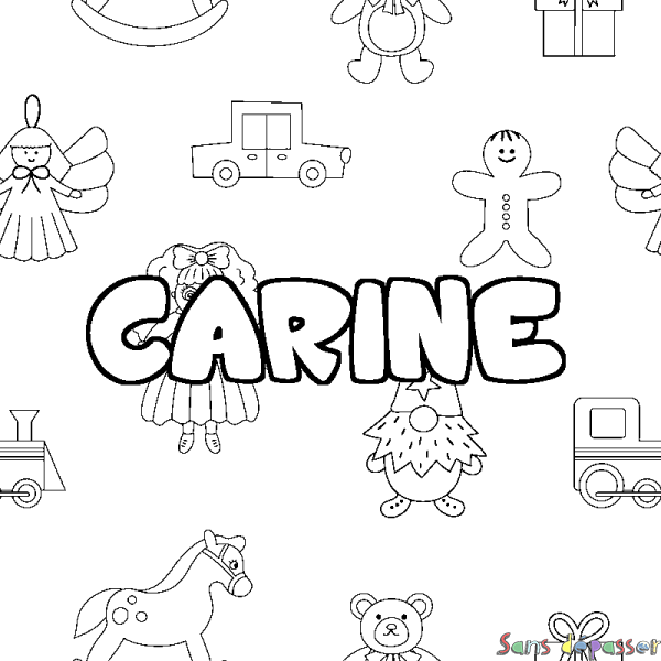 Coloriage prénom CARINE - d&eacute;cor Jouets