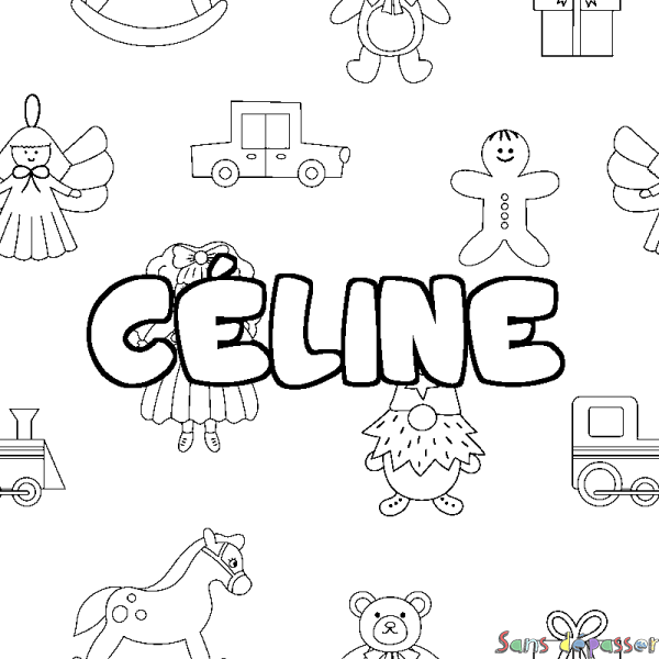 Coloriage prénom C&Eacute;LINE - d&eacute;cor Jouets