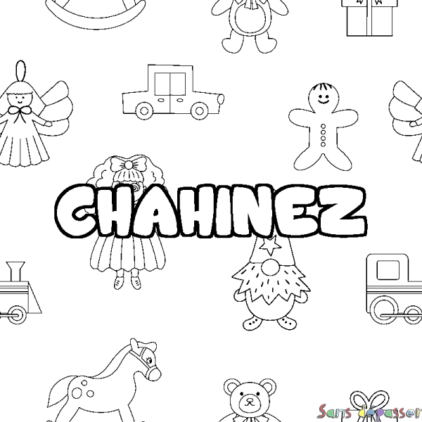 Coloriage prénom CHAHINEZ - d&eacute;cor Jouets