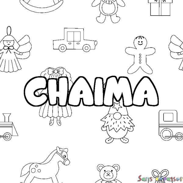 Coloriage prénom CHAIMA - d&eacute;cor Jouets