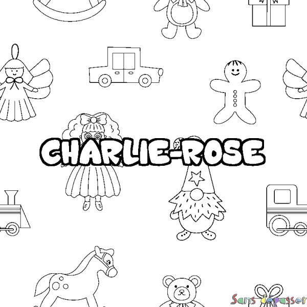 Coloriage prénom CHARLIE-ROSE - d&eacute;cor Jouets